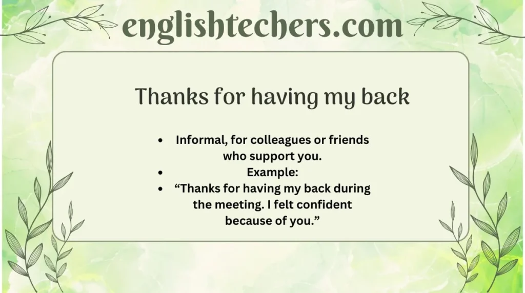 Thanks for having my back